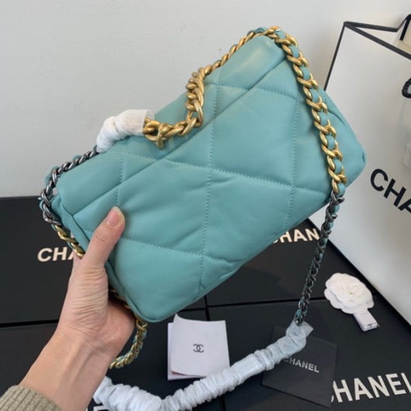 Chanel As1160 Chanel 19 Handbag Flap Lambskin Azure Blue - Image 2