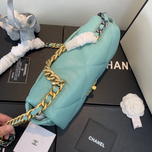 Chanel As1160 Chanel 19 Handbag Flap Lambskin Azure Blue - Image 3
