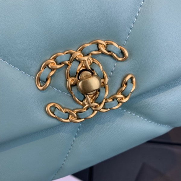 Chanel As1160 Chanel 19 Handbag Flap Lambskin Azure Blue - Image 4