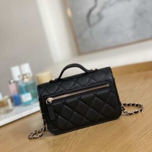 Chanel A81215 Mini messenger bag with Handle Black
