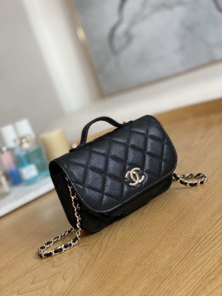 Chanel A81215 Mini messenger bag with Handle Black - Image 2