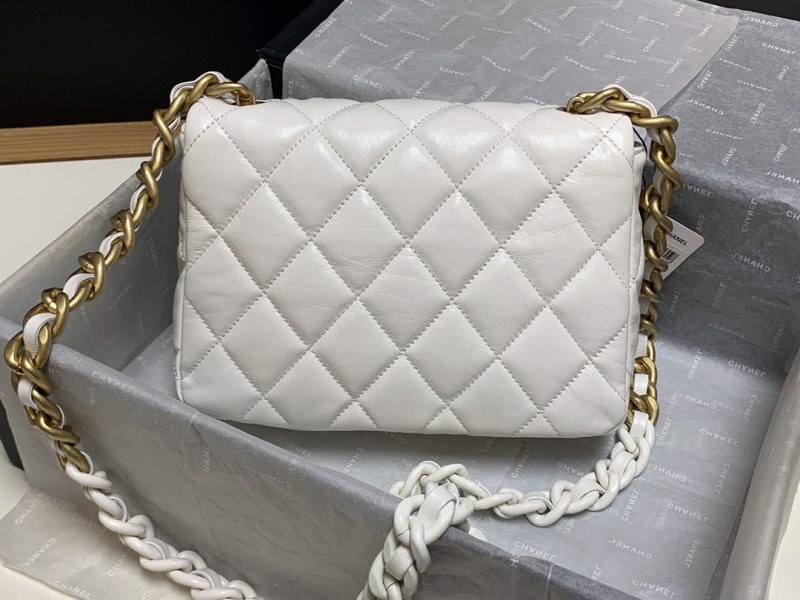 Chanel AS3206 Small Flap bag lambskin gold White - Image 3