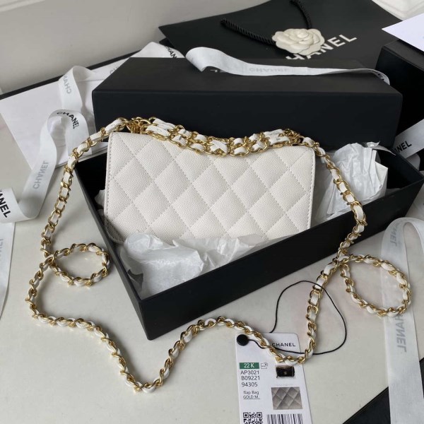 Chanel AP3021 Mini Flap Bag WOC Calfskin Phone bag White