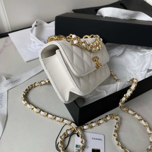 Chanel AP3021 Mini Flap Bag WOC Calfskin Phone bag White - Image 4