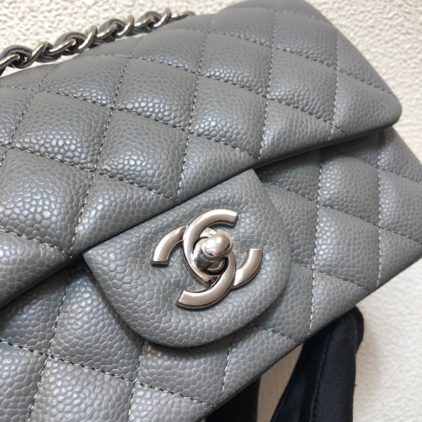 Chanel A69900 Mini Flap Bag Grained Calfskin Gray Silver - Image 2