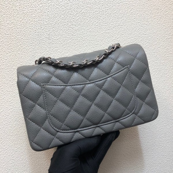 Chanel A69900 Mini Flap Bag Grained Calfskin Gray Silver - Image 3