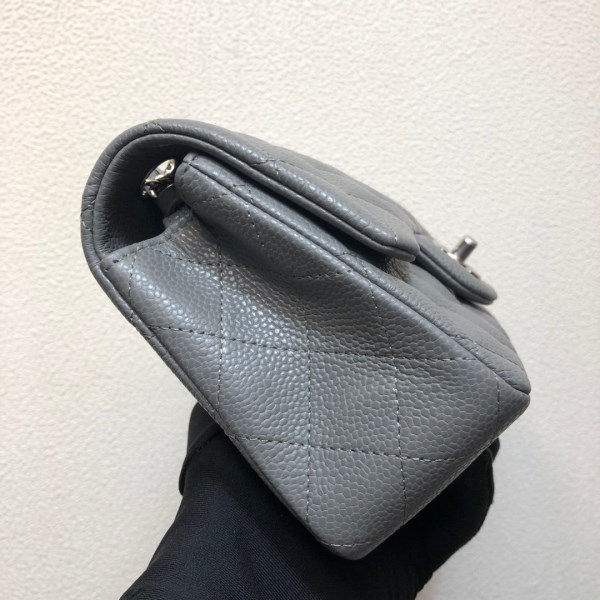 Chanel A69900 Mini Flap Bag Grained Calfskin Gray Silver - Image 4