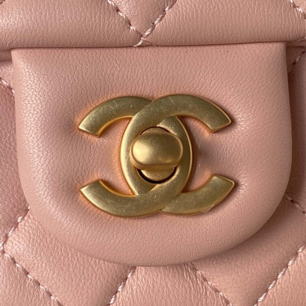 Chanel AS4040 Mini Flap Classic Bag 18 Woc Camellia Lambskin Pink - Image 2