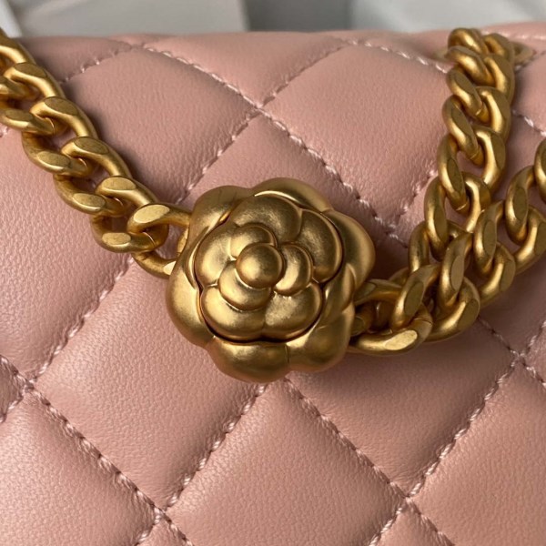 Chanel AS4040 Mini Flap Classic Bag 18 Woc Camellia Lambskin Pink - Image 3
