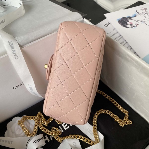 Chanel AS4040 Mini Flap Classic Bag 18 Woc Camellia Lambskin Pink - Image 4