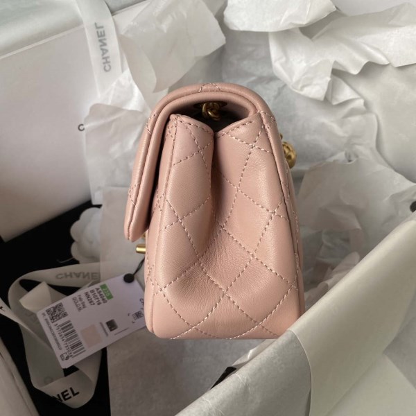 Chanel AS4040 Mini Flap Classic Bag 18 Woc Camellia Lambskin Pink - Image 5
