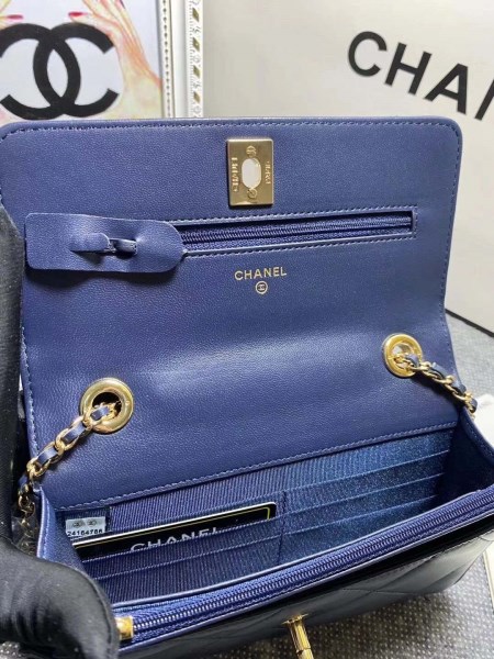 Chanel A80982 Lambskin Wallet On Chain With Gold Navy Blue - Image 2
