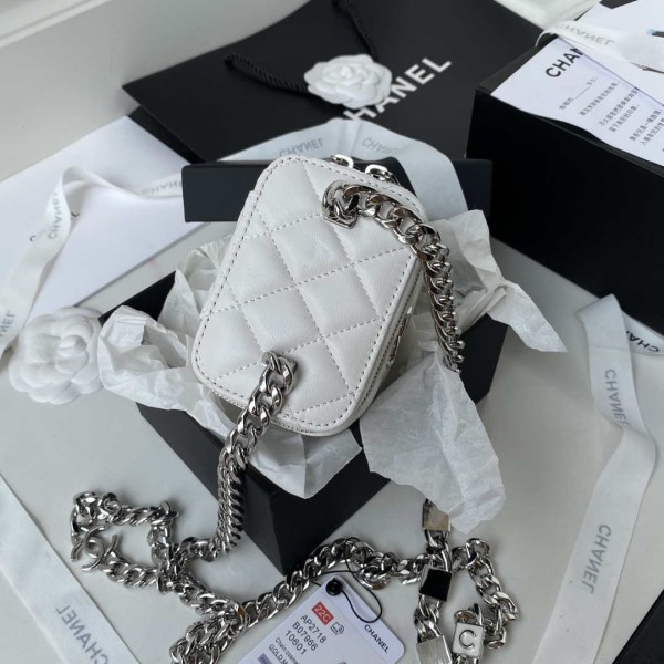 Chanel AP2718 Small Vanity With Chain White Lambskin - Image 5