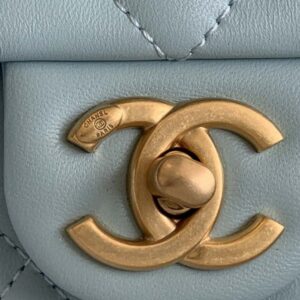 Chanel Mini Flap Bag Lambskin Gold-Tone Metal AS3213 Blue