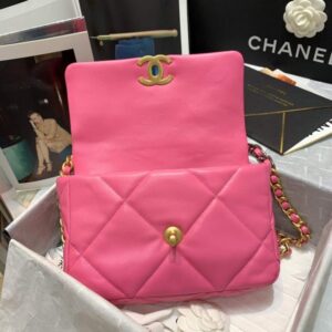 Chanel As1160 Chanel 19 Handbag Flap Lambskin B04852 94305 Rose Red