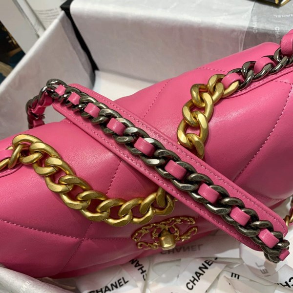 Chanel As1160 Chanel 19 Handbag Flap Lambskin B04852 94305 Rose Red - Image 3