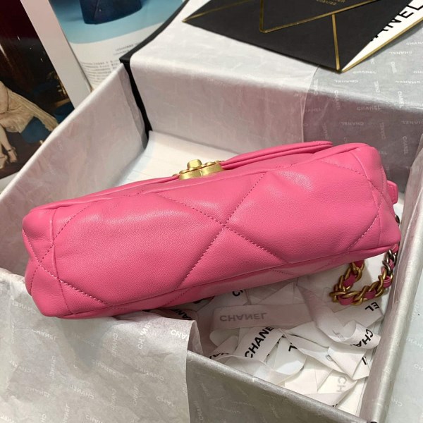 Chanel As1160 Chanel 19 Handbag Flap Lambskin B04852 94305 Rose Red - Image 4