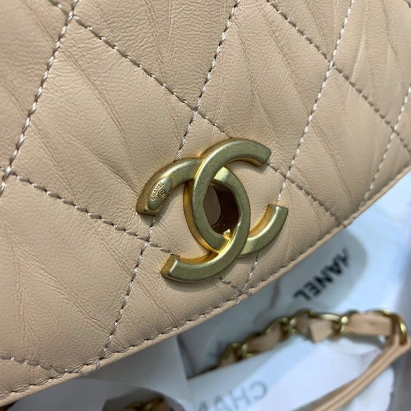 Chanel AS2478 Flap CC Wrapped Bag with Top Handle Apricot - Image 2