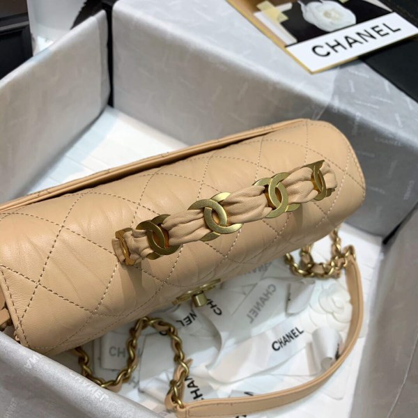 Chanel AS2478 Flap CC Wrapped Bag with Top Handle Apricot - Image 3