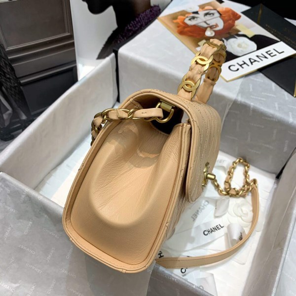 Chanel AS2478 Flap CC Wrapped Bag with Top Handle Apricot - Image 5