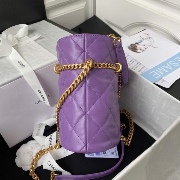 Chanel Bucket Bag Lambskin AS3116 Purple - Image 4