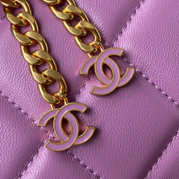 Chanel Flap Bag Lampskin Diamond AS1793 Purple - Image 3