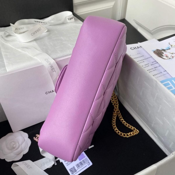 Chanel Flap Bag Lampskin Diamond AS1793 Purple - Image 5
