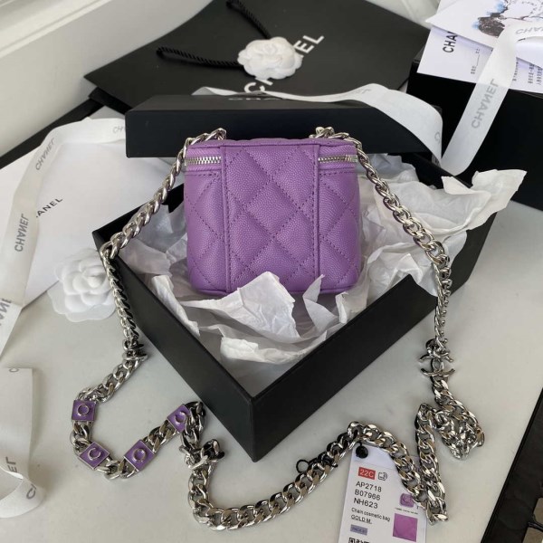 Chanel AP2718 Small Vanity With Chain Calfskin Purple