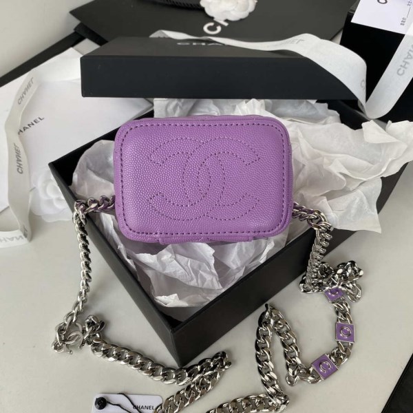 Chanel AP2718 Small Vanity With Chain Calfskin Purple - Image 5