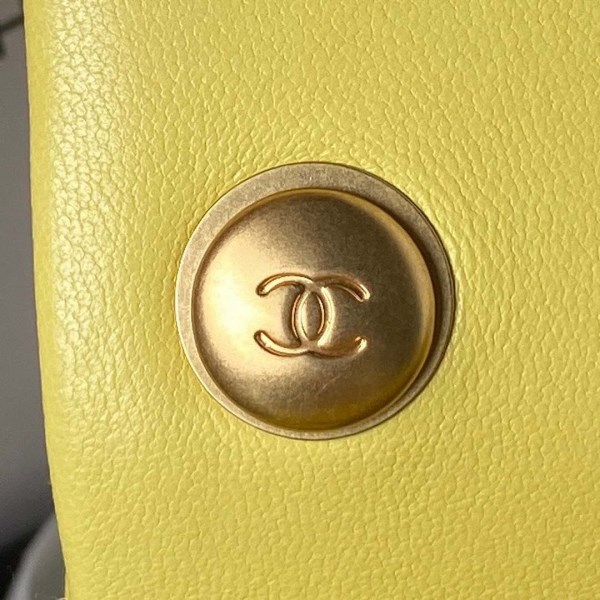 Chanel AS4040 Mini Flap Classic Bag 18 Woc Camellia Lambskin Yellow - Image 3
