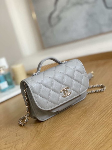 Chanel A81215 Mini messenger bag with Handle Gray - Image 2