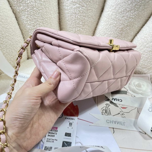 Chanel AS3366 Flap Bag 20cm Lambskin Pink - Image 2