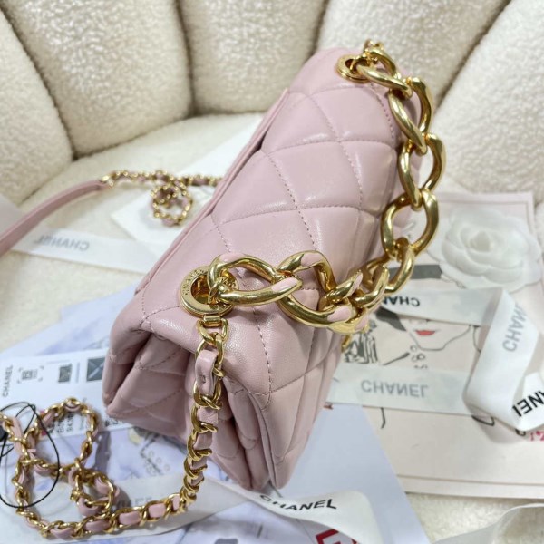 Chanel AS3366 Flap Bag 20cm Lambskin Pink - Image 3