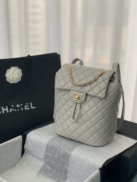Chanel A91120 Backpack Vintage Lambskin Bag Gray - Image 2