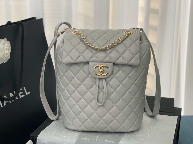 Chanel A91120 Backpack Vintage Lambskin Bag Gray - Image 3