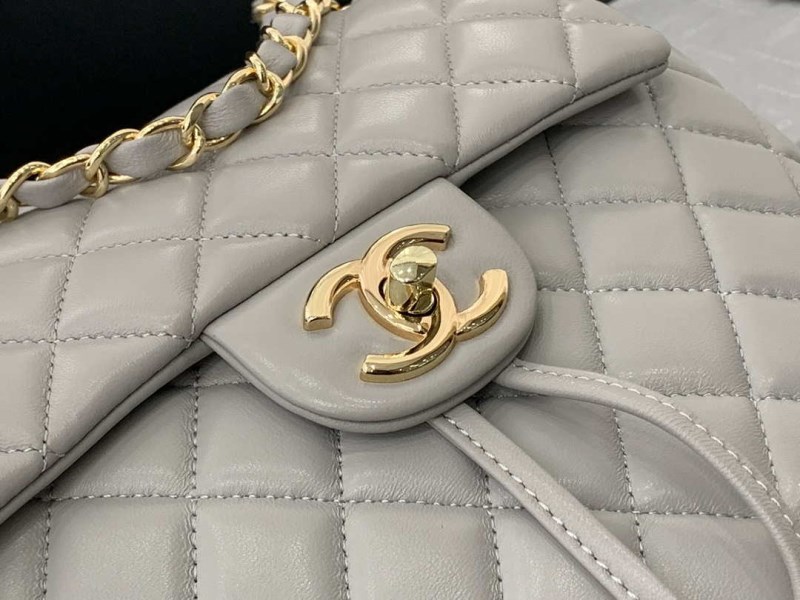 Chanel A91120 Backpack Vintage Lambskin Bag Gray - Image 4