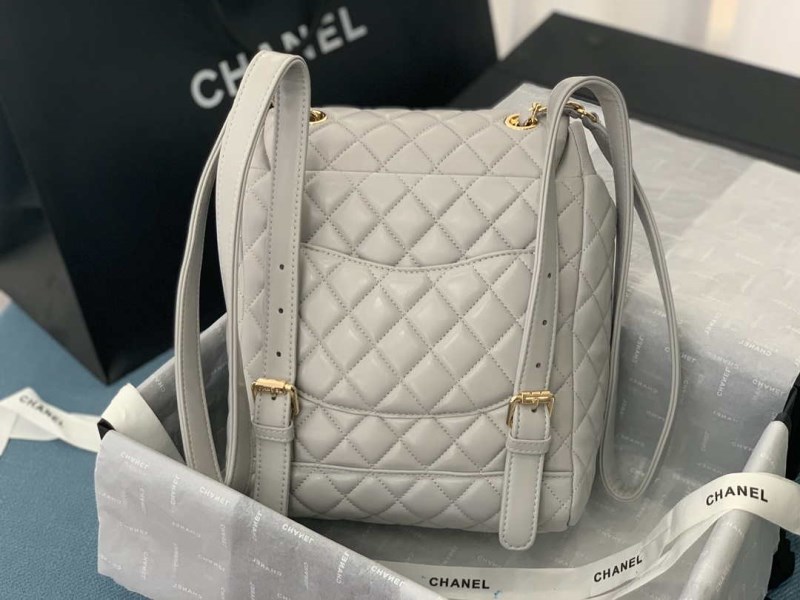 Chanel A91120 Backpack Vintage Lambskin Bag Gray - Image 5