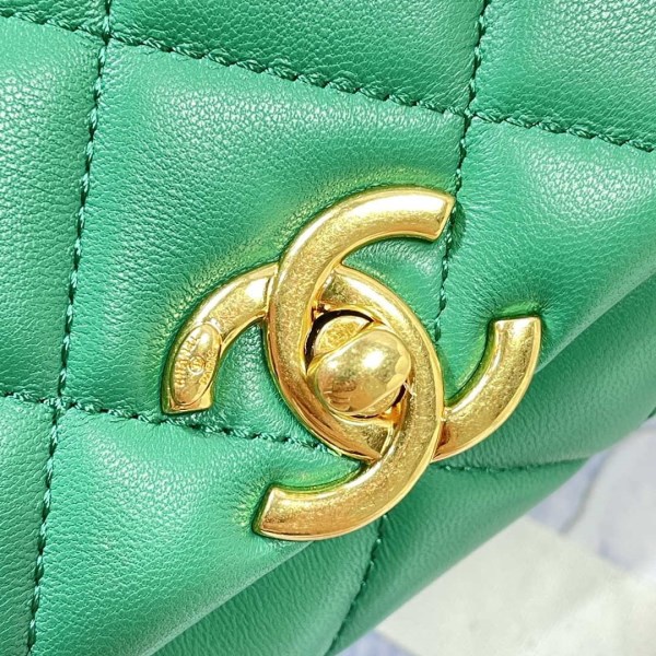 Chanel AS3365 Mini Flap Bag 17cm Lambskin Green - Image 5