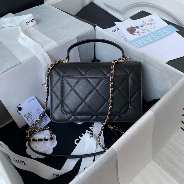 Chanel Small Flap Bag With top Handle Calfskin CC AS2680 Black