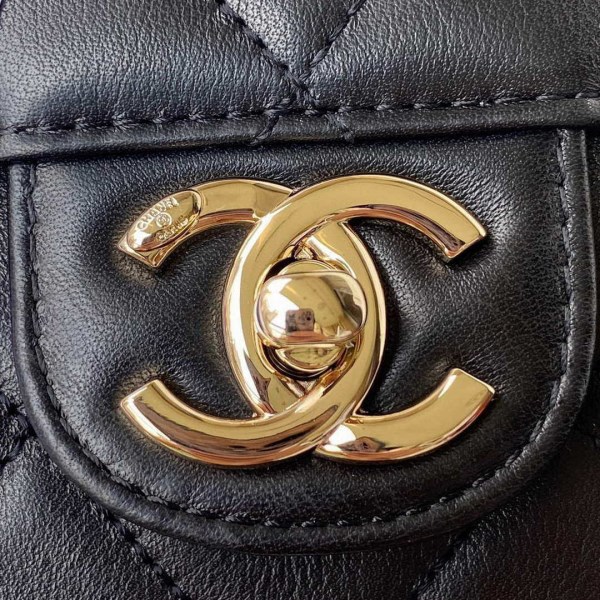 Chanel Small Flap Bag With top Handle Calfskin CC AS2680 Black - Image 2