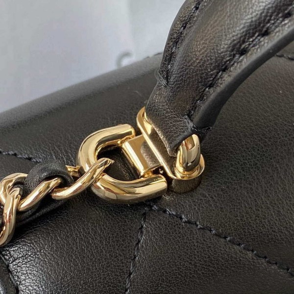 Chanel Small Flap Bag With top Handle Calfskin CC AS2680 Black - Image 5