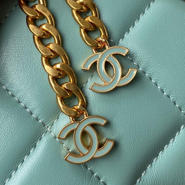 Chanel Flap Bag Lampskin Diamond AS1793 Blue - Image 3