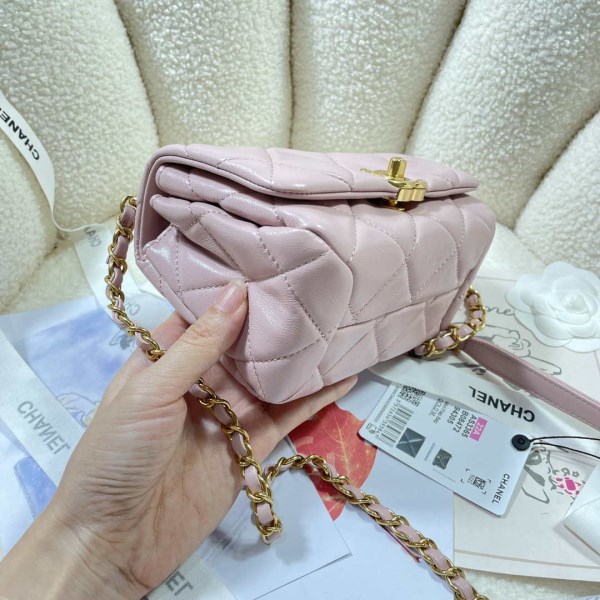 Chanel AS3365 Mini Flap Bag 17cm Lambskin Pink - Image 2