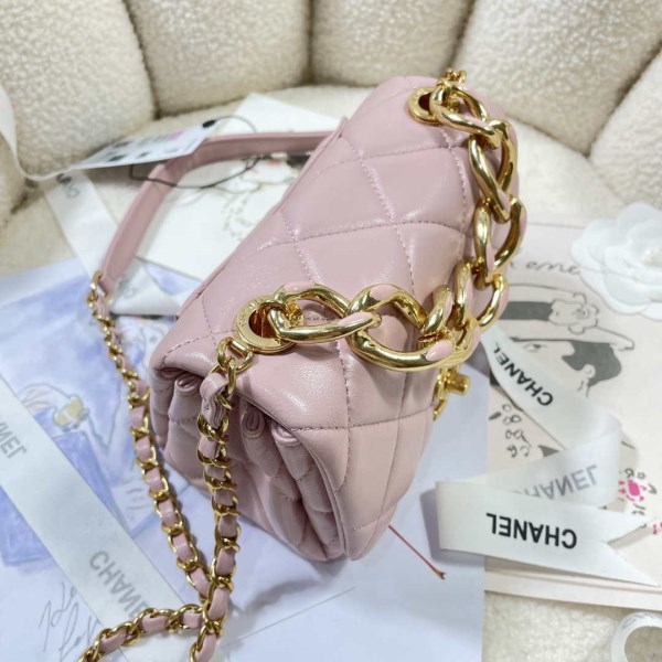 Chanel AS3365 Mini Flap Bag 17cm Lambskin Pink - Image 3