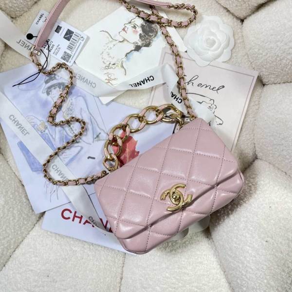 Chanel AS3365 Mini Flap Bag 17cm Lambskin Pink - Image 4