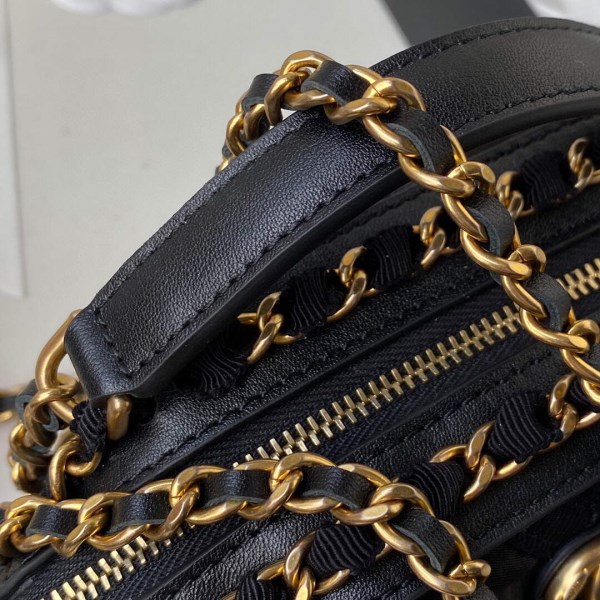 Chanel AP2669 Clutch with Chain Nylon Gros Grain Gold Black - Image 4