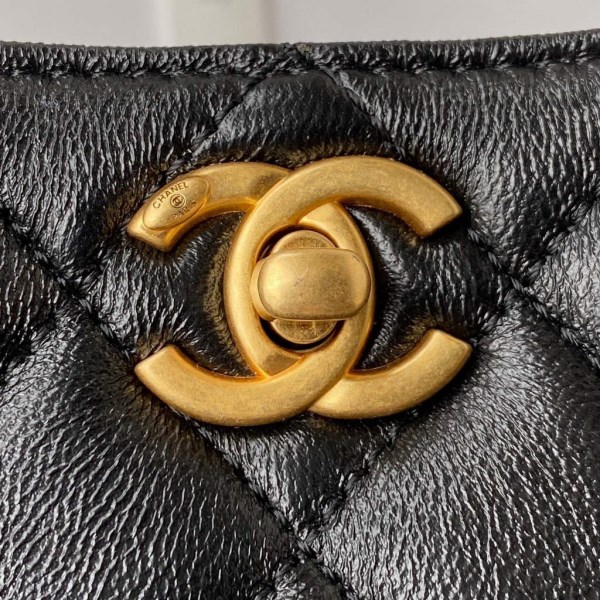 Chanel AS3112 Hobo Handbag Lambskin Black - Image 2