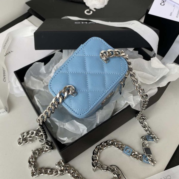 Chanel AP2718 Small Vanity With Chain Calfskin Blue - Image 4