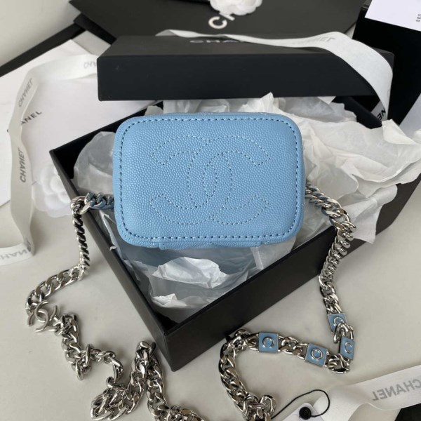 Chanel AP2718 Small Vanity With Chain Calfskin Blue - Image 5
