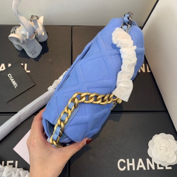 Chanel As1160 Chanel 19 Handbag Flap Shoulder Velvet Blue - Image 3